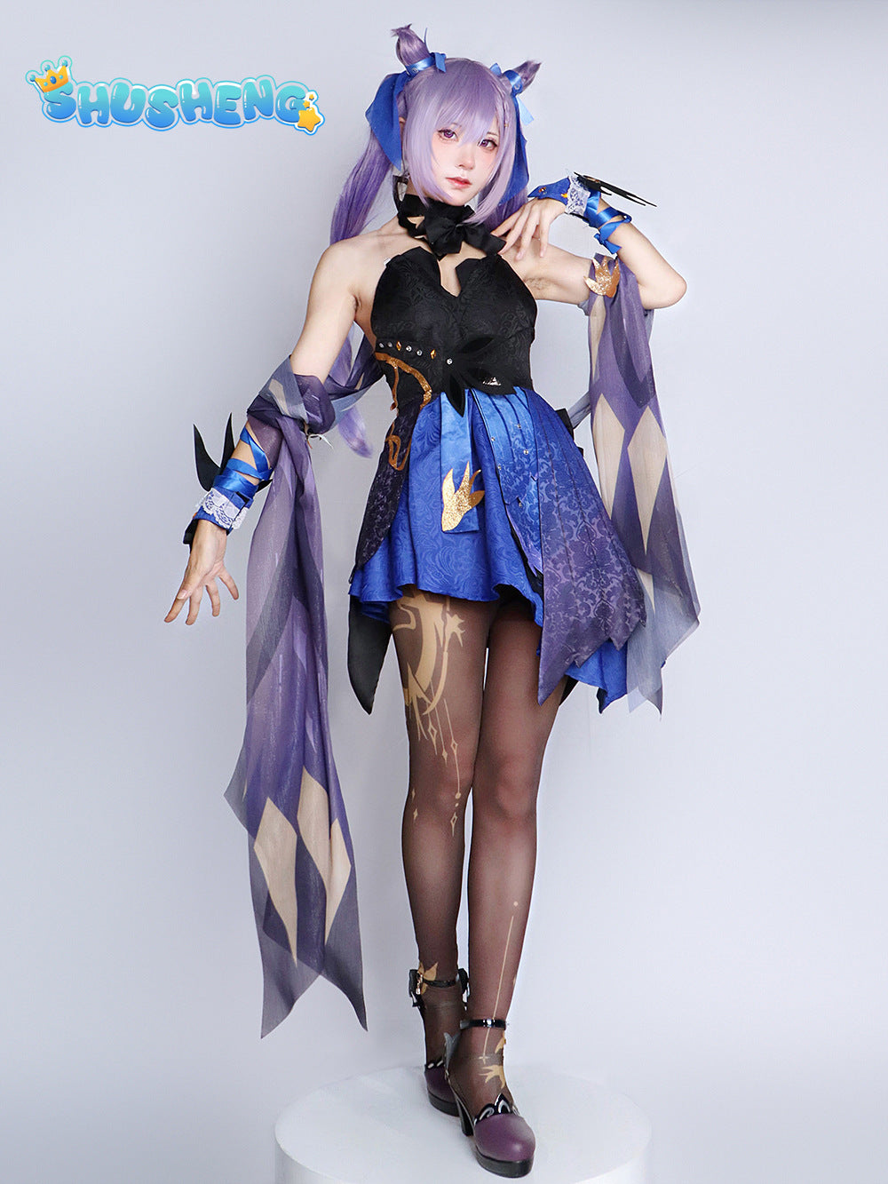 Game Genshin Impact Keqing Cosplay Costume Dress Wig Anime Cosplay Costumes Ke Qing Chinese Style Halloween Costumes for Women