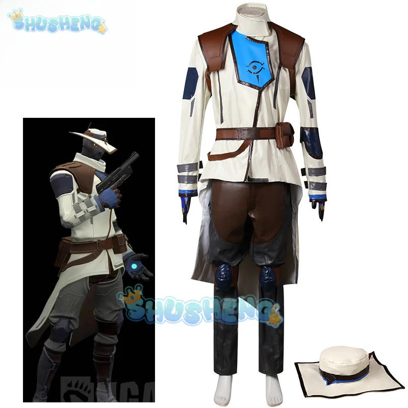 Game Valorant Cypher Cosplay Costume Pants Coat Gloves Hat Prop Men Women Halloween Party Carniavl Roleplay Outfits Prop