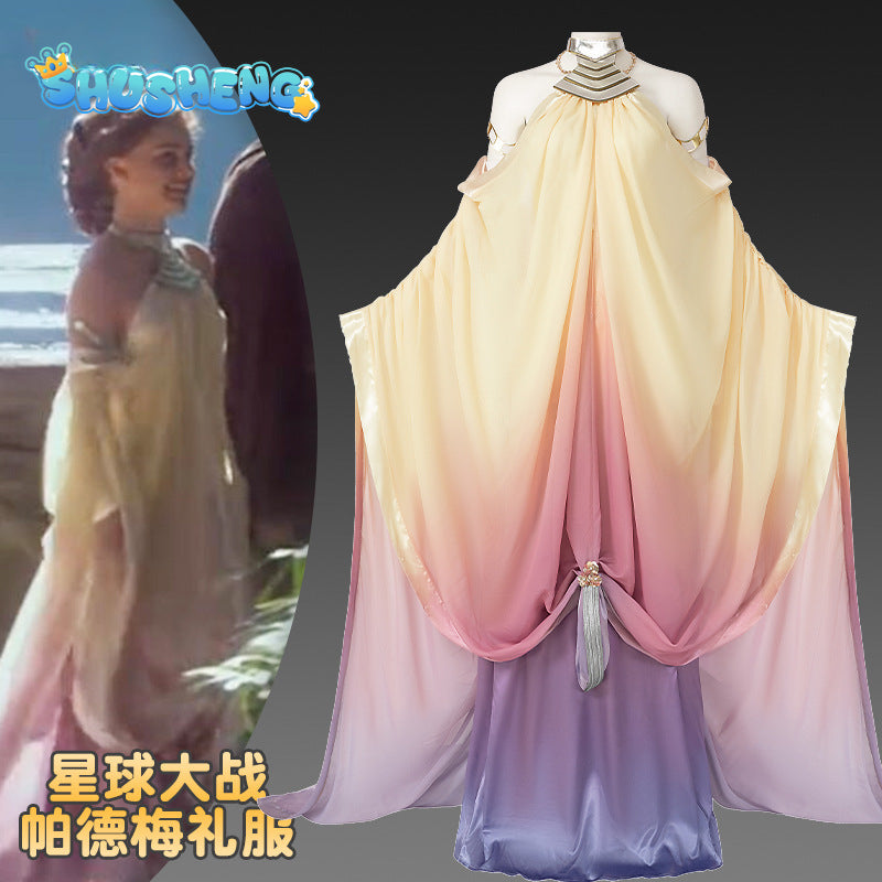 Padme Cosplay Amidala Role Play Lake Dress Movie Space Battle Costume Adult Women Outfits Fantasy Fancy Dress Up Party Clothes