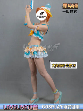 Anime LoveLive! Rin Hoshizora Cosplay Costume Women Halloween Party Sweet Top Skirt Headwear Set Summer Vacation Beach swimwear