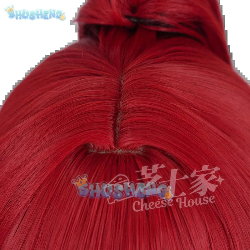 Wuthering Waves Yinlin Cosplay Wig Long Red Hair Ponytail Electro Congenital Resonator Jinzhou Halloween Party for Women Props