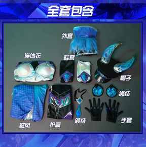 Game LOL battle bat Xayah cosplay costume uniform coat cloak hat gloves women Halloween party Carnival role play outfits