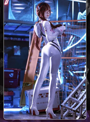 Mari Makinami Illustrious Anime EVA Cosplay Costume Women's sexy Halloween party leather jumpsuit gloves props wig uniform set