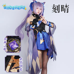 Game Genshin Impact Keqing Cosplay Costume Dress Wig Anime Cosplay Costumes Ke Qing Chinese Style Halloween Costumes for Women