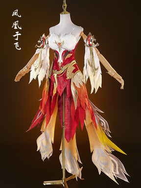 Game Honor of Kings Cosplay Phoenix Costume Anime Wang Zhaojun High Quality Role Play Dress Wig Shoes for Women Comic Con Party