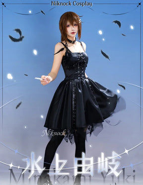 Wonderful Everyday Down the Rabbit-Hole Minakami Yuki cosplay costume Halloween sexy black dress socks necklace props uniform
