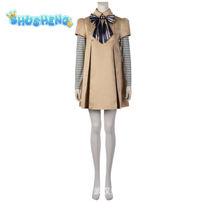 M3GAN Cosplay Costume Wig Megan Doll Dress and Coat For Kids Girls Long Sleeve Dresses Halloween Carnival Outfit Children Women