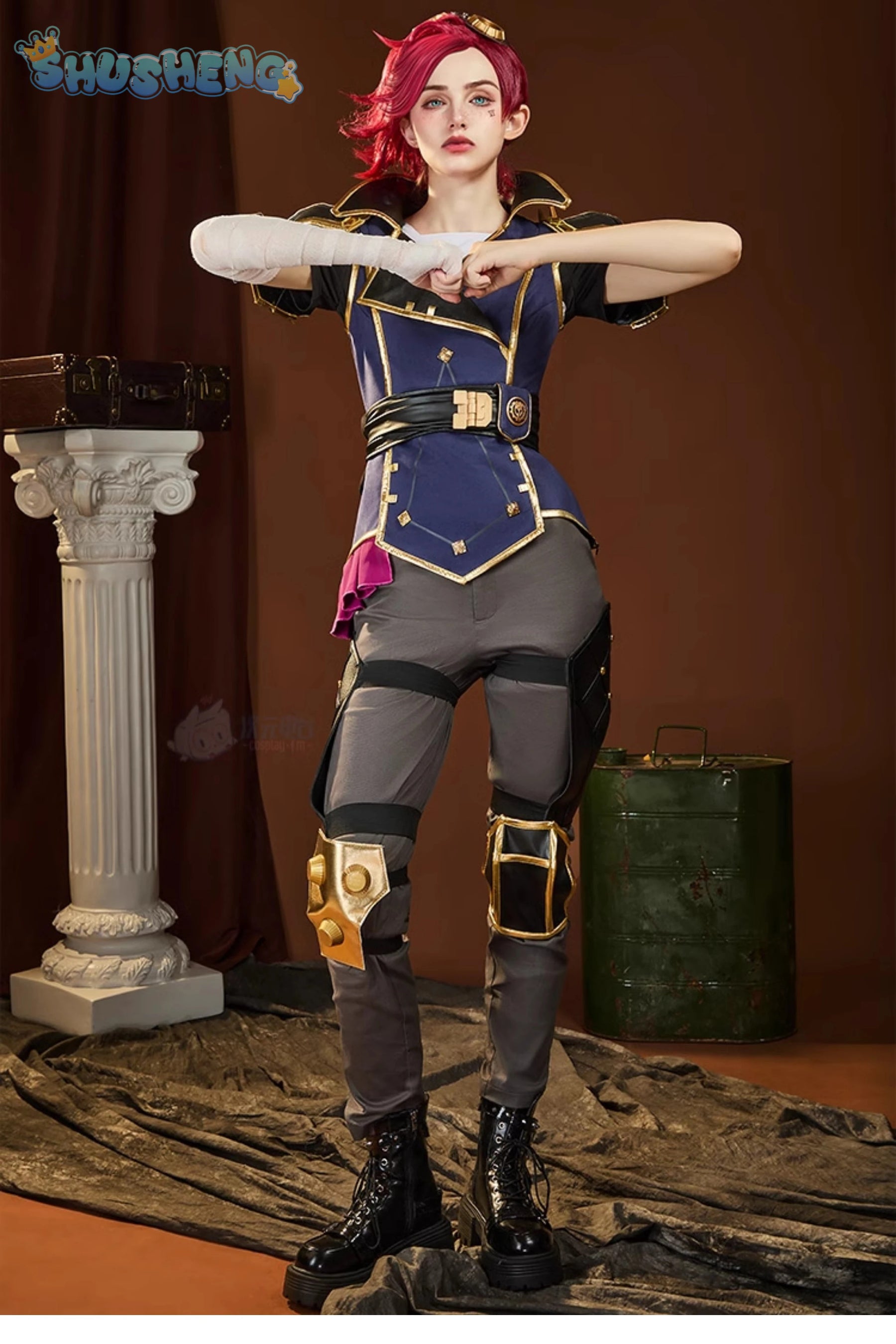 Vi heroine LOL Cosplay Arcane Season 2 costume Party Christmas Fashion Set and Accessories Props Men's and Women's Vi Uniform