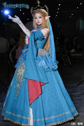 Zelda Cosplay Costume Halloween party wig Elf ears Accessories gorgeous cute Lolita dress Zelda princess Woman set