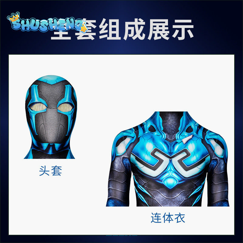 Movie Blue Beetle Cosplay Costume Jumpsuit Polyester Zentai Kids Adults Halloween Party Carnival Role Play Outfits Bodysuit