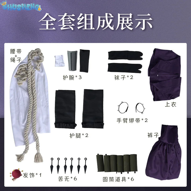 Yuzuriha Cosplay Costume Anime Jigokuraku Wig Kunoichi Outfit Hell's Paradise Sumire Purple Uniform Halloween Party for Women