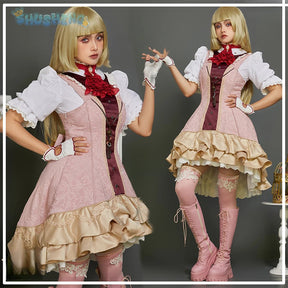 Game Tekken 8 Lili Cosplay Emilie De Rochefort Costume Wig skirt glove accessories Halloween party cute and sweet pink dress set
