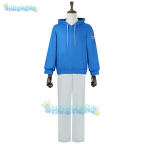 Anime Sakamoto Days Shin Asakura Cosplay Costume Blue Sweatshirt Assassin Halloween Party Women Men Props Accessory