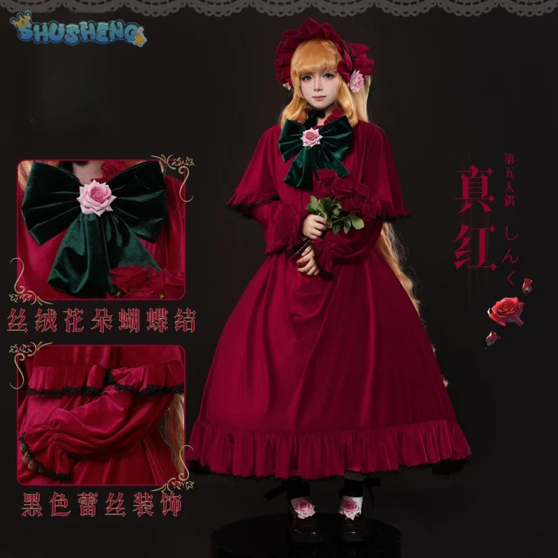 Rozen Maiden Shinku Cosplay Reiner Rubin Costume Cloak accessories Props Halloween carnival gorgeous red oversized dress set