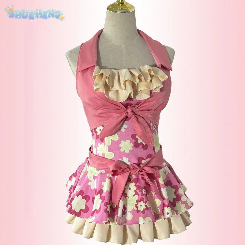 Anime Hoshimiya Ichigo Aikatsu！Cospaly Costume Halloween pink sweet dress vest belt prop set beach women New swimsuit uniform