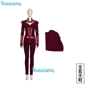 The Boys Crimson Countess Cosplay Costume Laurie Holden Sexy Red Jumpsuit Halloween Carnival Women Outfit Jumpsuit Cloak Boots