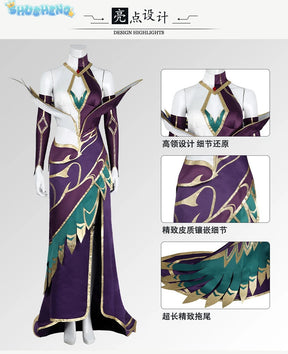 Game LOL Morgana Cosplay Costume Dress Set Women Coven Morgana Fashion Dress With Accessories Outfits Halloween Costume