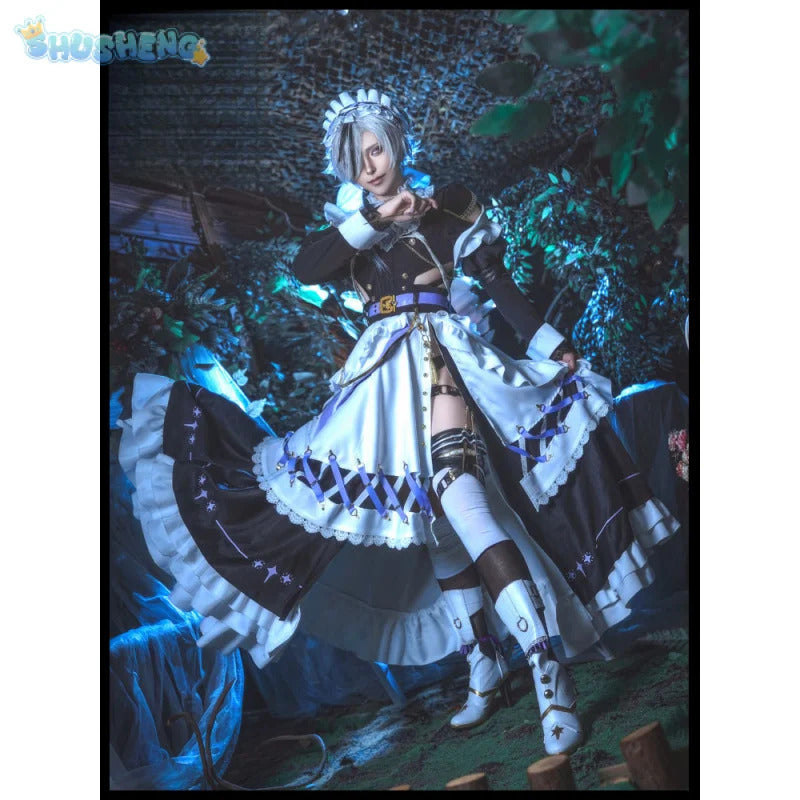 Game Nu: Carnival Blade Cosplay Costume Halloween Carnival Sweet Maid Dress Accessories Prop Set Woman Man Lolita Blade Uniform