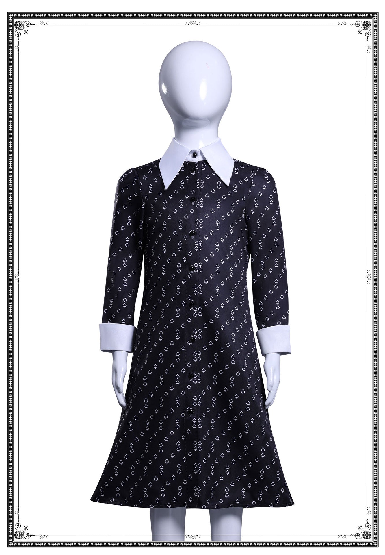 Wednesday Addams Halloween Costume Gothic Costume Wednesday Dress Black Dress White Collar Girls Halloween Costume Dusk Dress