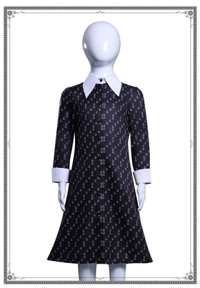 Wednesday Addams Halloween Costume Gothic Costume Wednesday Dress Black Dress White Collar Girls Halloween Costume Dusk Dress