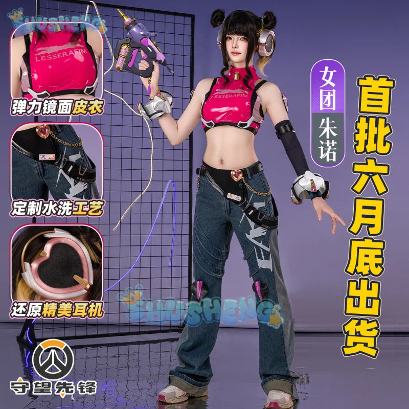 Game Juno OVERWATCH2 Cosplay OW Linkage Girl Goup Costume Halloween Party Sweet Women Uniform Props Accessories  Set