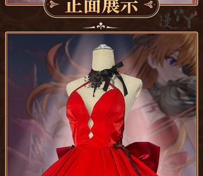 Anime Soryu Asuka Langley Cosplay Costume Shikinami Asuka Red Off Shoulder Dress Gown Ball Evening Suit Halloween
