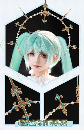 Anime Miku Cospaly  miku Costume Jumpsuit skirt leg, tie socks headwear, props accessories complete set Halloween women uniform