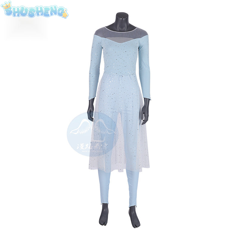 New Cosplay Snow Queen Adult Elsa Dress Costume Halloween Cosplay Elsa Anna Costume Princess Ice Queen Outfit Full Sets