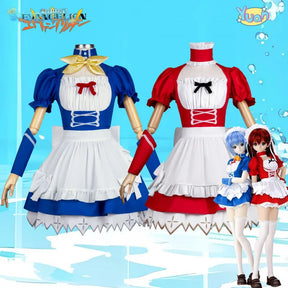 Anime EVA Asuka Langley Soryu Ayanami Rei Cosplay Costume Halloween Party Sweet Maid Uniform Dress Socks Headwear Prop Woman Set
