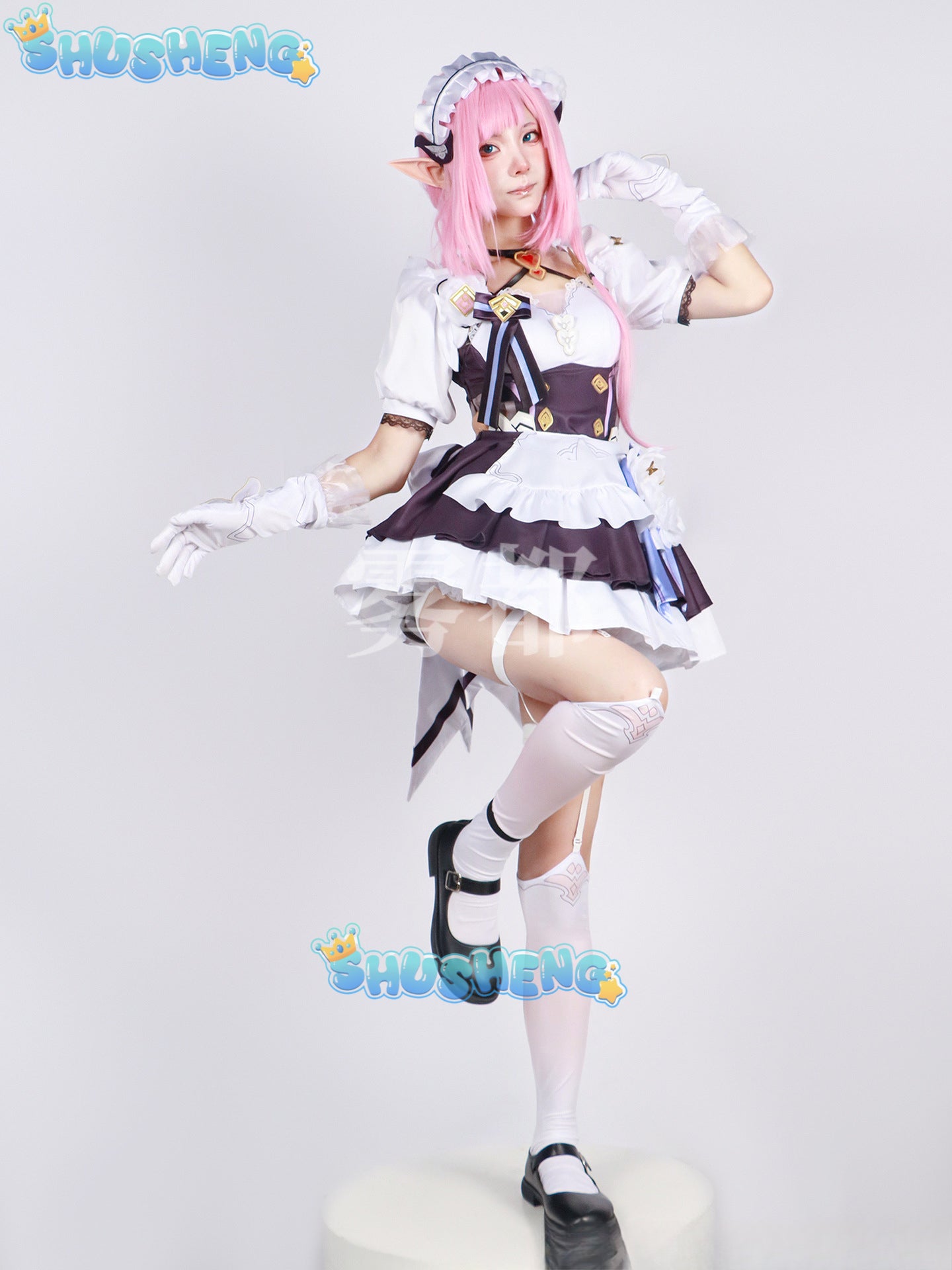 Elysia Cosplay Costume Honkai Impact 3 Carnival Maid Uniform Wig Anime Halloween Costumes Women Game