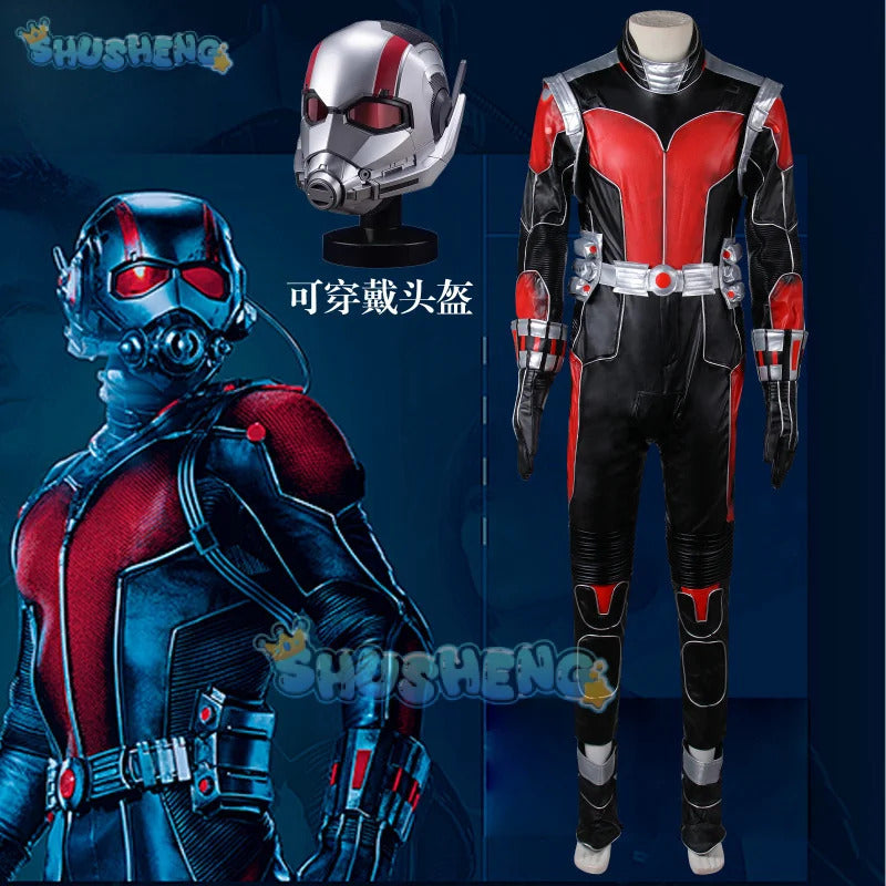 Ant Man Cosplay Scott Lang Costume Jumpsuit, helmet, gloves accessory Halloween party men's Fantasy combat suit set XS-XXXL