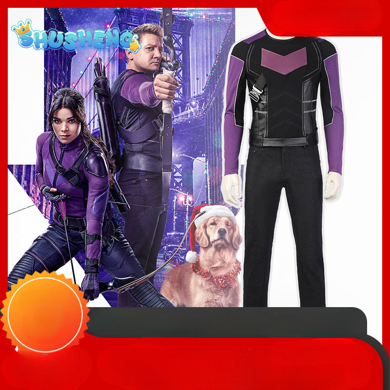 High Quality Halloween Carnival Clint Barton Costume Cosplay Superhero Hawk Armor Outfit Arrow Quiver Party Suit