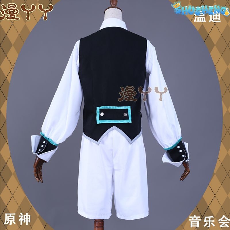 Anime Game Genshin Impact Venti Cosplay Costume Concert Swallowtail Suit Vest Wig Man Woman Carnival Masquerade Ball Set