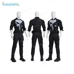 Movie Frank Castle Cosplay Daredevil Cos Born Again Costume Halloween Men's Fantasy Uniform Coat Pants Props Shoes Handsome Set