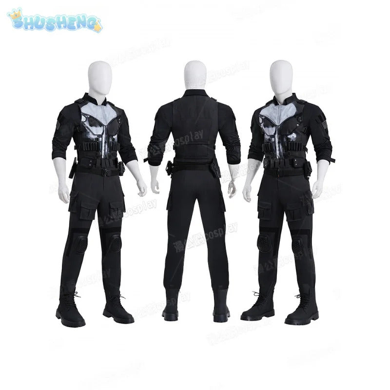 Movie Frank Castle Cosplay Daredevil Cos Born Again Costume Halloween Men's Fantasy Uniform Coat Pants Props Shoes Handsome Set