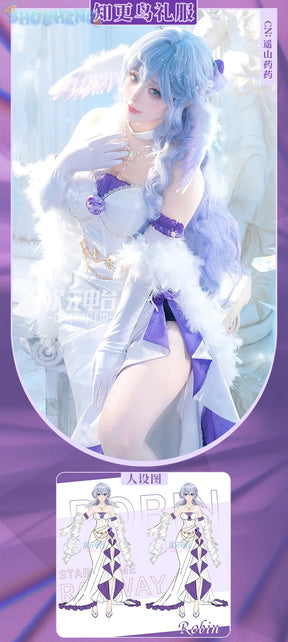 Robin Cosplay Game Honkai: Star Rail Costume Wig Shawl brooch wings accessories gorgeous sexy dress Halloween Christmas uniform