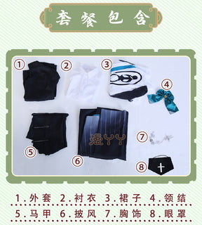Eli Clark Cosplay Seer Game Identity Ⅴ costume Halloween Party Fashion Cloak Eyemask Tie Accessories Uniform Woman Man Set