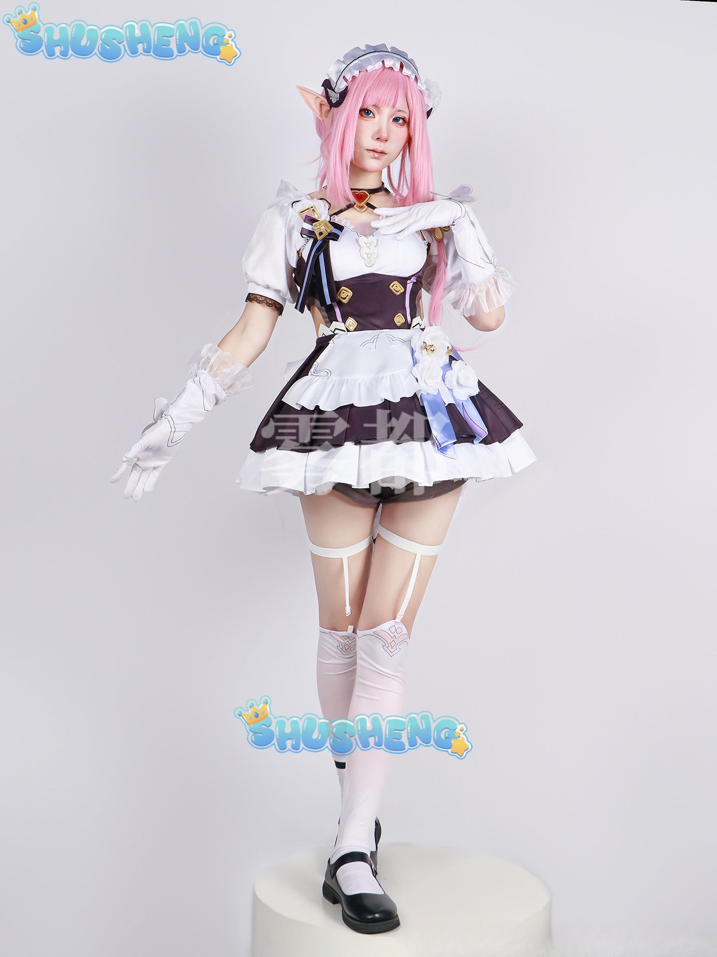 Elysia Cosplay Costume Honkai Impact 3 Carnival Maid Uniform Wig Anime Halloween Costumes Women Game