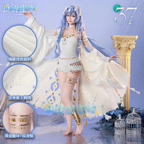 Shusheng reverse: 1999 cos 37 Cosplay costume uniform 37 white swimsuit dress Halloween Carnival party for women