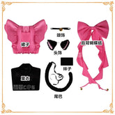 Shusheng-R Kinomoto Sakura Cosplay Costume Anime Card Captor Sakura DUDU-R Women Halloween Cute Black Pink Dress THE THUNDER Ears Tail