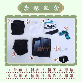 Eli Clark Cosplay Seer Game Identity Ⅴ costume Halloween Party Fashion Cloak Eyemask Tie Accessories Uniform Woman Man Set