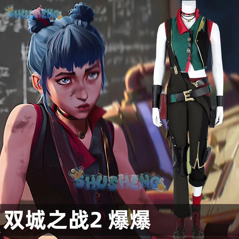 Arcane Season 2 Jinx Cosplay Costume BAOBAO Overall Uniform Halloween Carnival Party Christmas Play Role Clothes Clothing
