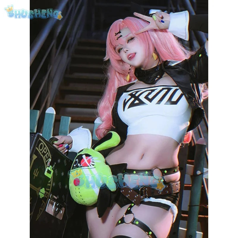 Game Zenless Zone Zero Nicole Demara Cosplay Costume Pink Wig Halloween Cute Girl Women New Year Party Cosplay Shorts Sexy Suit