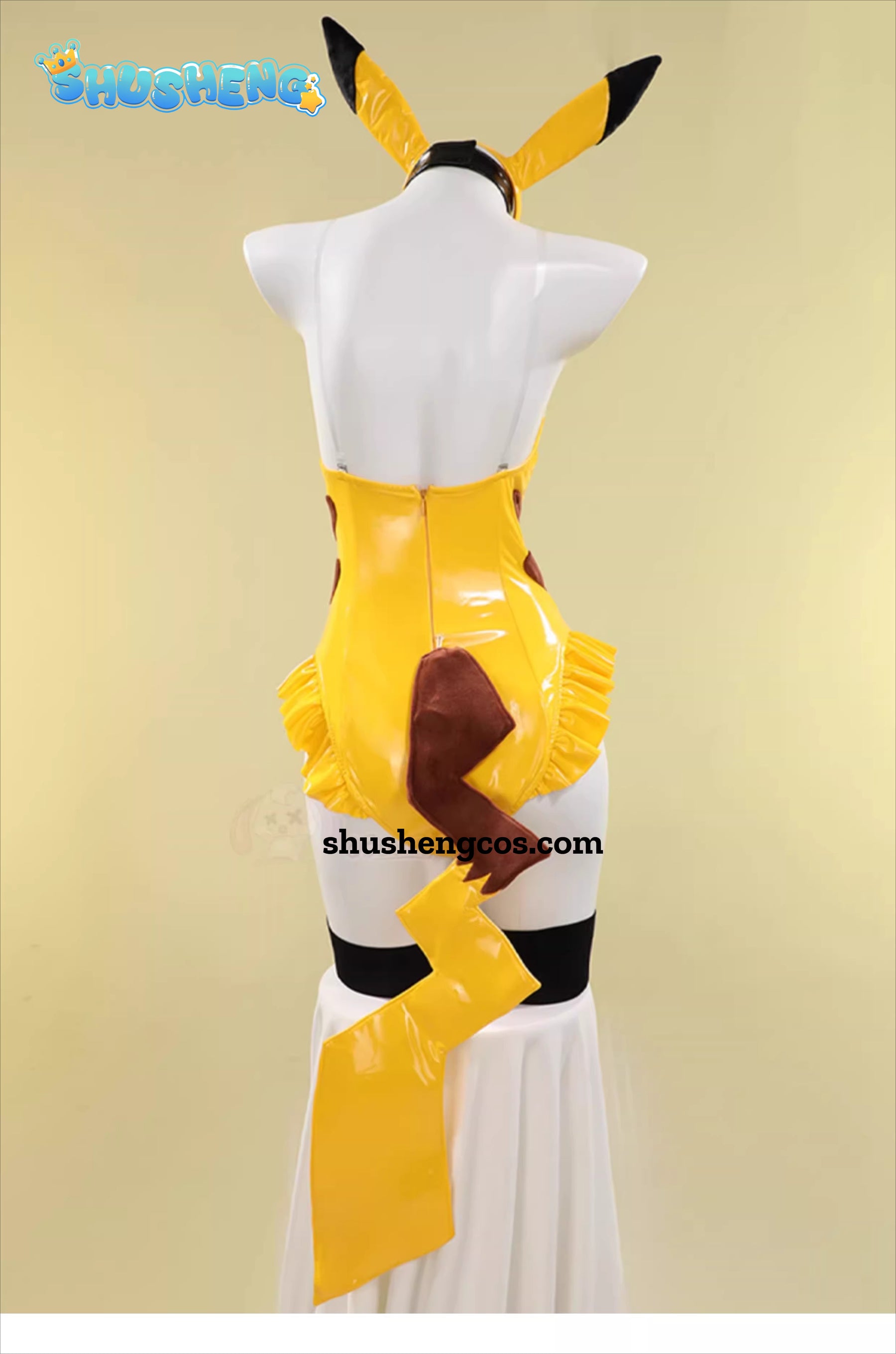 Cosplay Series: Pokemon- Pikachu doujin cute bunny girl Cosplay sexy PU bodycon dress Costume full set Shushengcos S-XL