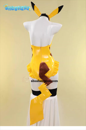 Cosplay Series: Pokemon- Pikachu doujin cute bunny girl Cosplay sexy PU bodycon dress Costume full set Shushengcos S-XL