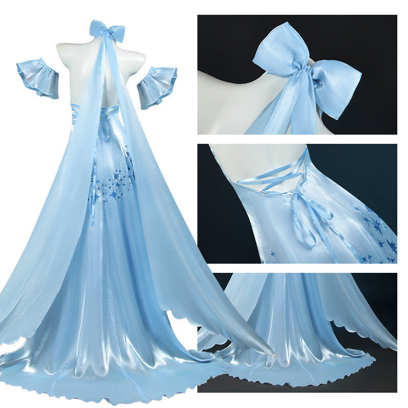 Shusheng-N Re:ZERO - Starting Life in Another World Emilia Cosplay Costume Crystal Dress Halloween Party Role Play Outfit Women