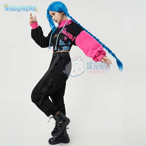 Jinx LOL Cosplay Arcane:League of Legends Costume Fashion warm hoodie pants accessory set party carnival men women casual outfit