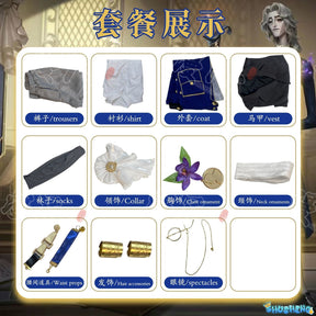 Alva Lorenz Cosplay Game Identity V Hermit Costume Graduation Ceremony Gentlemen Uniform Suit Halloween Party Outfit for Man