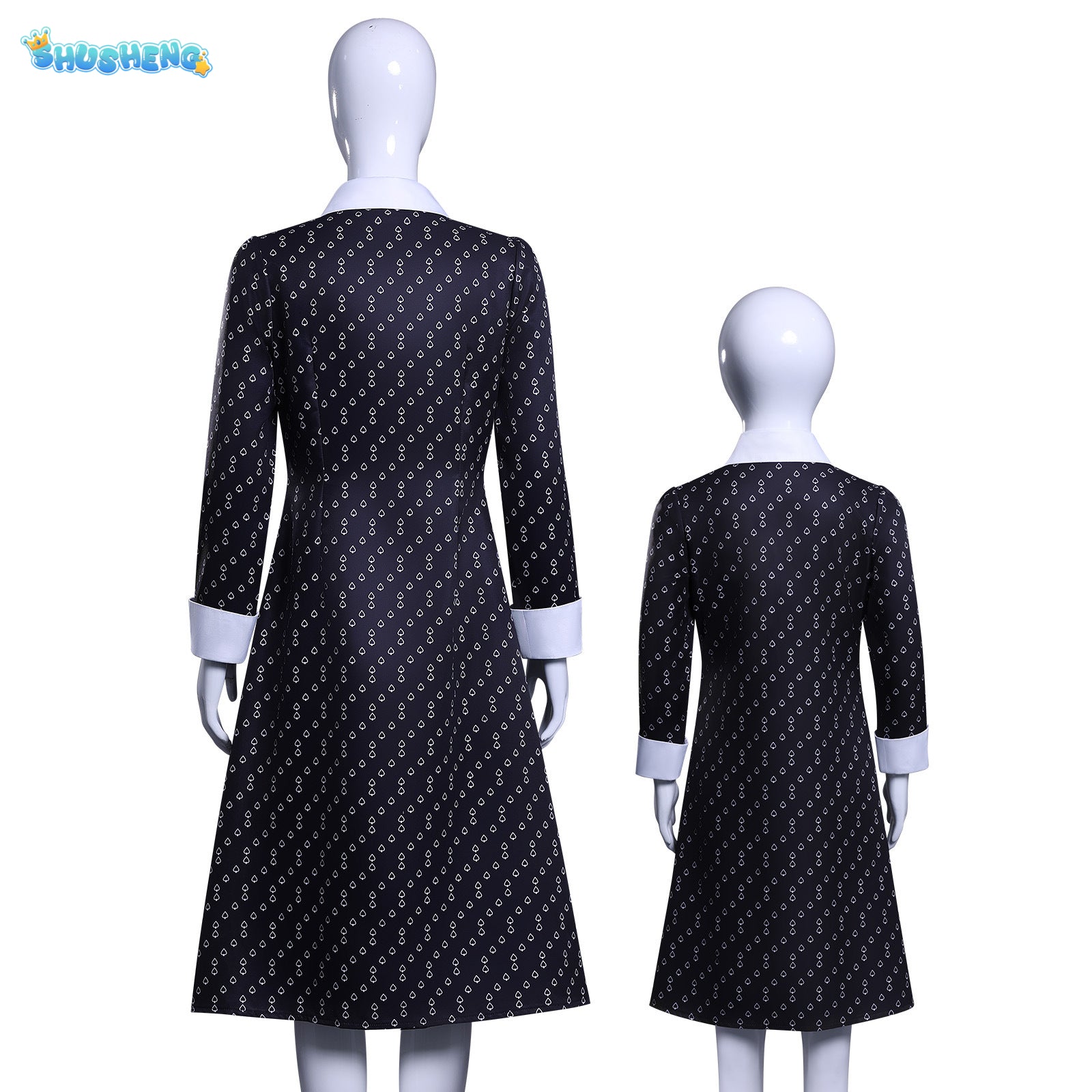 Wednesday Addams Halloween Costume Gothic Costume Wednesday Dress Black Dress White Collar Girls Halloween Costume Dusk Dress