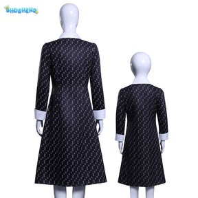 Wednesday Addams Halloween Costume Gothic Costume Wednesday Dress Black Dress White Collar Girls Halloween Costume Dusk Dress
